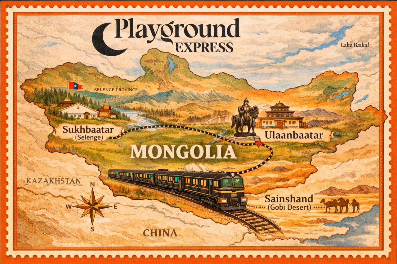 Travel map across Mongolia